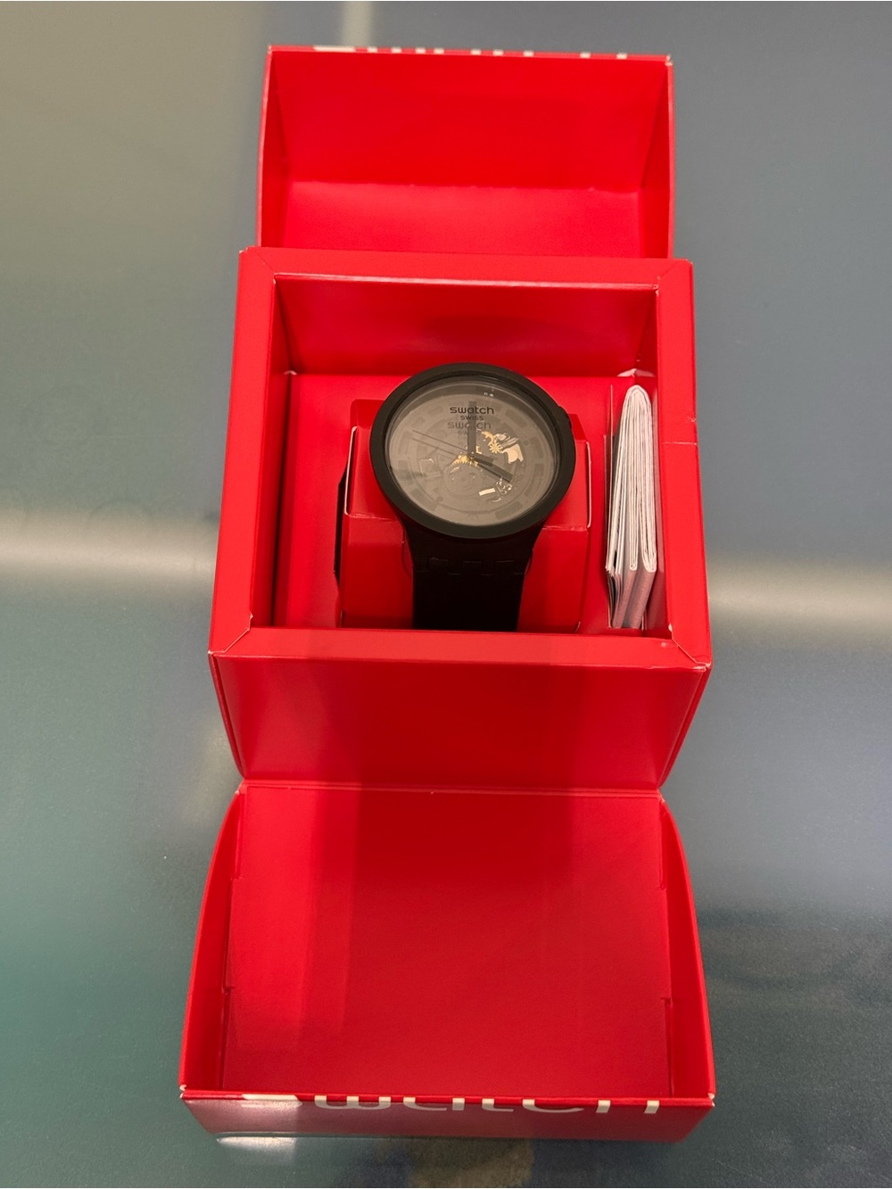 Swatch 47mm Bioceramic Big Bold C-BLACK Quartz SB03B100 Watch Brand New Open Box